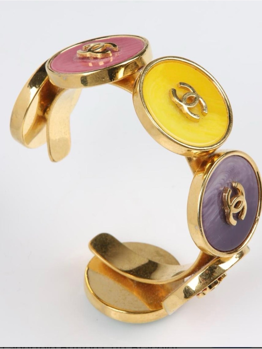 CHANEL Vintage CC Bracelet- Lagerfeld Button Cuff - COA included